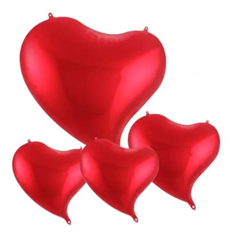 Globos papel metalizado Manzana Cotillon Corazon rojo con cola corazón