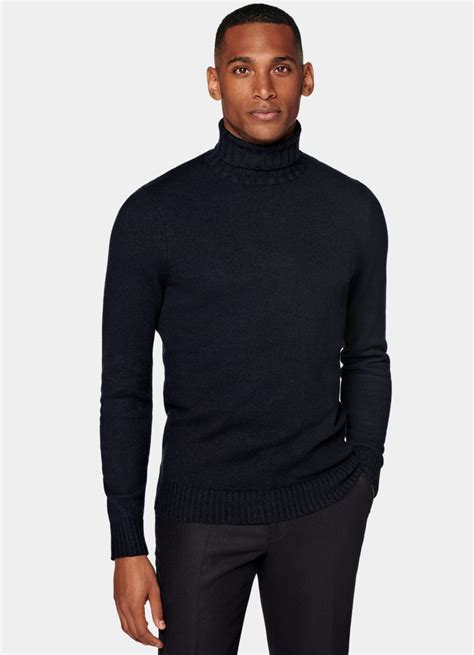 Navy Turtleneck In Merino Wool Mongolian Cashmere SUITSUPPLY JP