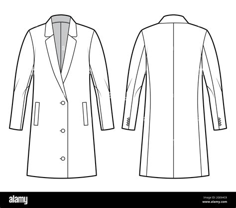 Oversized Blazer Jacket Suit Technical Fashion Illustration With Single