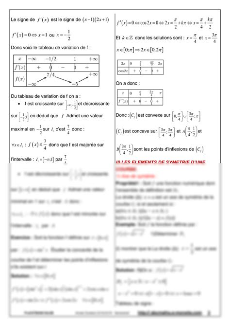 Solution Exercices Corrig S De Derivation Et Les Fonction Numerique