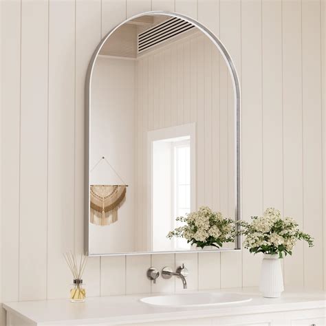 Amazon TETOTE Brushed Nickel Bathroom Mirror 26 X 38 Silver Metal