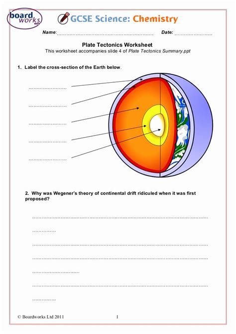 Tectonic Plates Map Worksheets