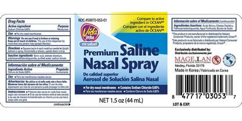 Saline Nasal: Details from the FDA, via OTCLabels.com