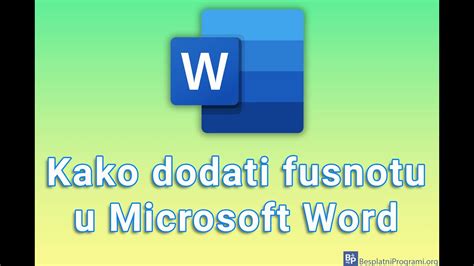 Kako Dodati Fusnotu U Microsoft Word YouTube