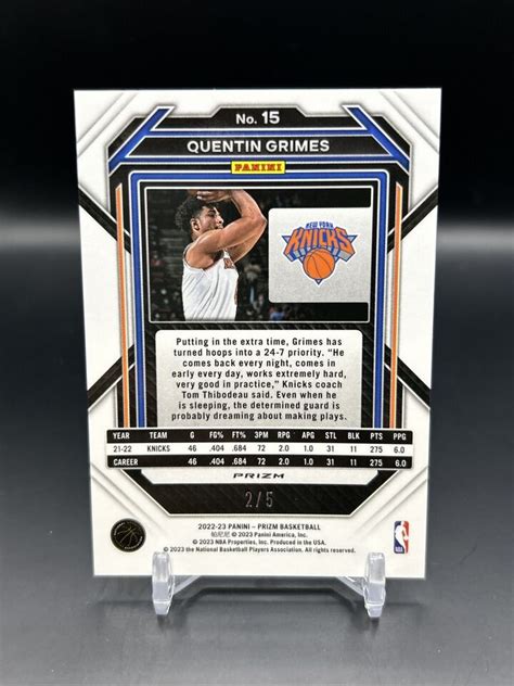 Quentin Grimes Panini Prizm Basketball Green Shimmer Knicks