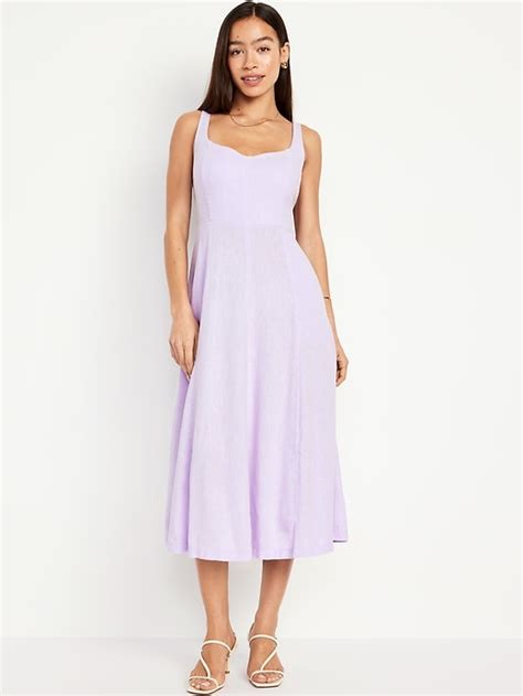 Fit Flare Sleeveless Midi Dress Old Navy