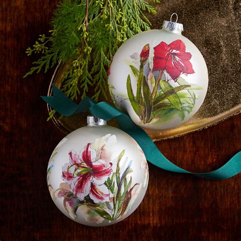 Amaryllis Ornaments Set Of 2 Ornaments Painted Christmas Ornaments Christmas Ornaments