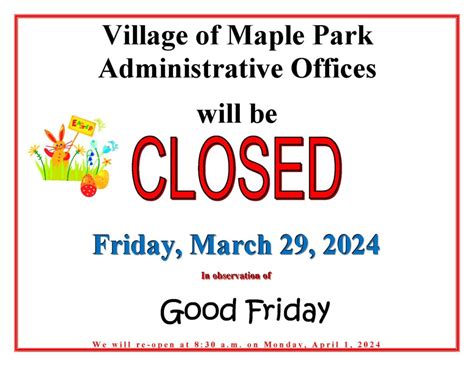 Office Closed Village Of Maple Park Illinois