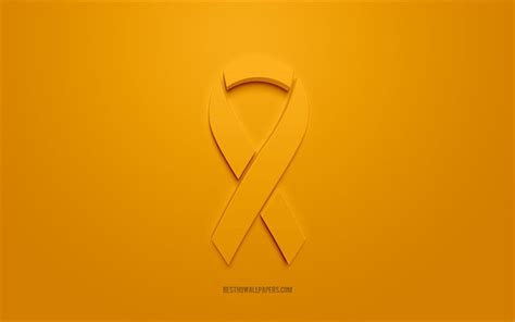 Download wallpapers Leukemia Cancer ribbon, creative 3D logo, orange 3d ...