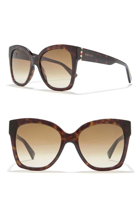 Gucci 54mm Butterfly Sunglasses In Havana Modesens