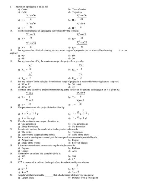 Solution Projectile Motion Mcqs Physics Studypool