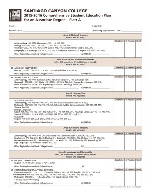 Fillable Online Sccollege Plan A Santiago Canyon College Sccollege