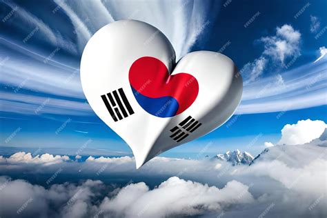 Premium Ai Image South Korea Flag Heart Banner