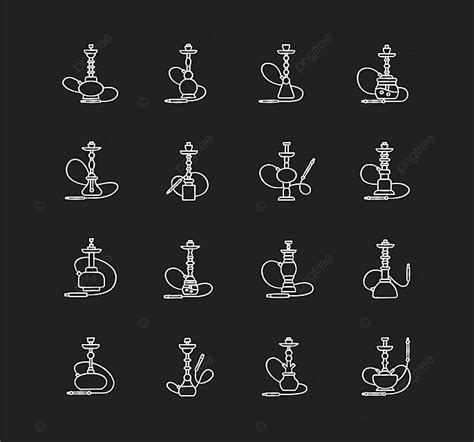 Hookah Chalk White Icons Set On Black Background Choice Shisha Pack Png And Vector With