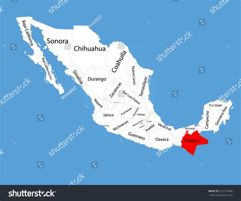 Chiapas Mexico Vector Map Silhouette Isolated Vetor Stock Livre De