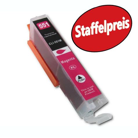 DC D C Komp Tintenpatrone Zu Canon CLI 551M XL Magenta Rot Mit C