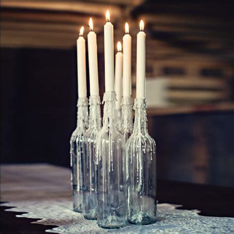 Prop Hire Wine Bottle Candles Wine Bottle Candle Centerpiece Glass