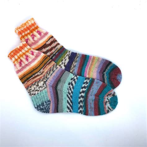 Scrappy Socks Hand Knit Ladies Socks Mismatched Socks Womens Walking