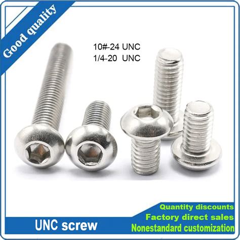 10pcs Unc 10 24 1 4 20 304 A2 70 Stainless Steel Us Coarse Thread Allen 