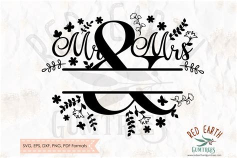 Mr And Mrs Split Monogram Frame Wedding Decal Svgdxfpngeps