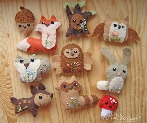 Woodland Animals Felt Ornaments Felt Crafts Felt Animal Patterns