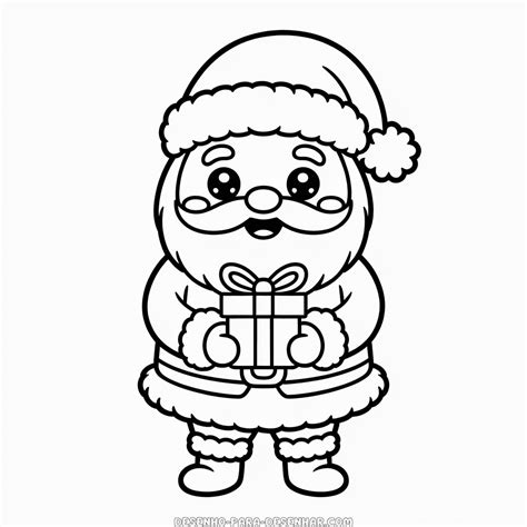 Papai Noel Desenho Simples - Desenho Fácil do Papai Noel Kawaii de Natal | Desenho Para Desenhar