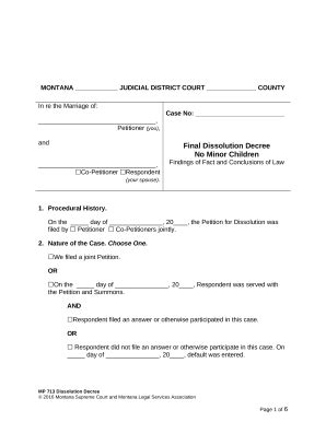 Montana Dissolution Marriage Doc Template PdfFiller