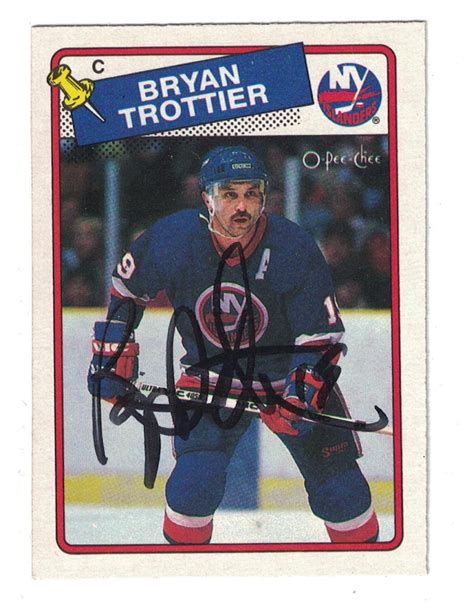 Bryan Trottier AUTOGRAPHED 1988 89 O PEE CHEE HOCKEY CARD NEW YORK