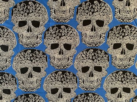 Skulls Fabric Skull Art Cotton Fabric Michael Miller Cotton - Etsy