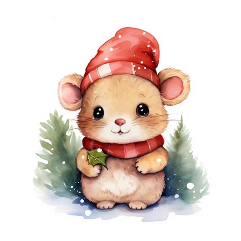 Premium AI Image There Is A Small Brown Mouse Wearing A Red Hat And