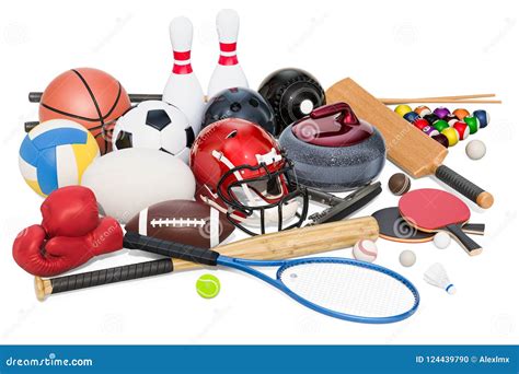 Sports Game Equipment. 3D Rendering Stock Illustration - Illustration of isolated, baseball ...