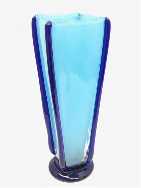 Signed Blue Bohemian Art Glass Vase Mid Century Modern By Jiri Suhajek Design At 1stdibs Jiri