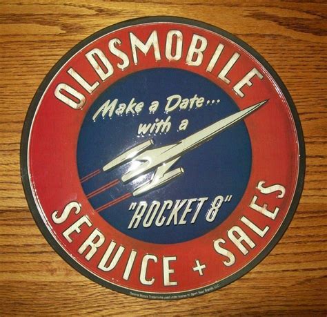 Antique Style Oldsmobile Dealer Sales And Service Sign Gm Olds Rocket