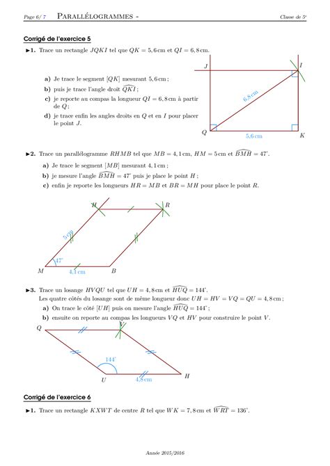 Construction de parallélogrammes Corrigé série d exercices 4 AlloSchool