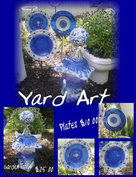 Glass Garden Totem And Plate Yard Art Glass Garden Art Garden Art