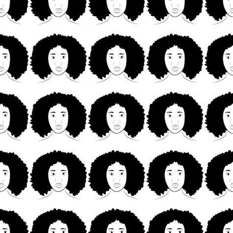 Premium Vector Black Females Silhouettes Face Profile Vignette Afro