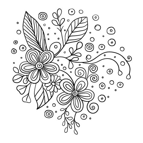 Abstract hand drawn black and white doodle flowers 41168613 Vector Art ...