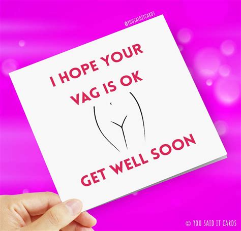Funny Poorly Vagina Get Well Soon Card I Hope Your Vag Is OK Get Well Soon Novelty Cards