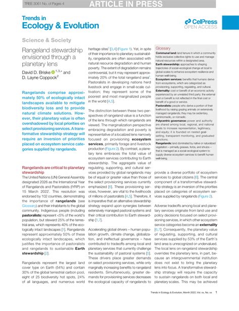 Pdf Rangeland Stewardship Envisioned Through A Planetary Lens