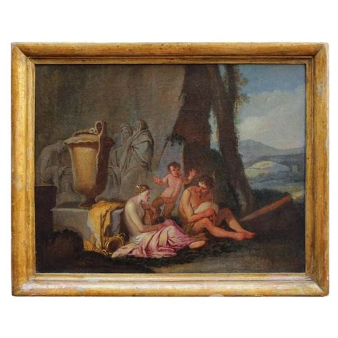 17th Century Satyr And Venus Painting Oil On Canvas Attributed To