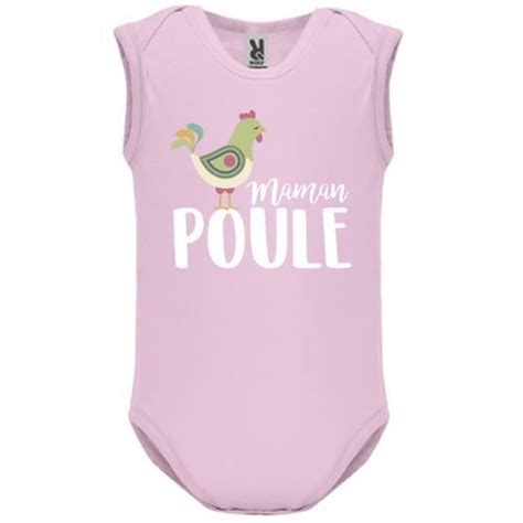 Body bébé Manche Sans Bébé Fille Rose MAMAN POULE Rose