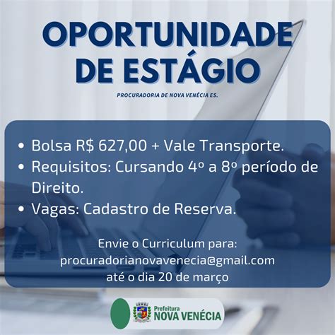 Prefeitura De Nova Venécia Abre Vagas De Estágio Para Procuradoria