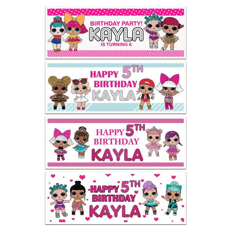 Happy Birthday Girls Personalised Banner - LOL Dolls