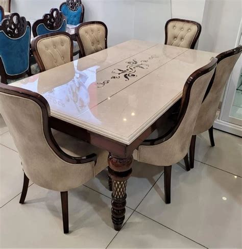 6 Seater Pure Marble Wooden Dining Table Set At Rs 75000set Wooden Dining Table Set In