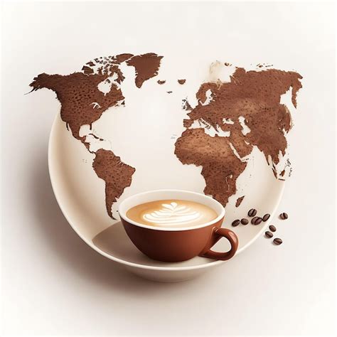 Premium Photo International Coffee Day With Coffee Cup And World Map