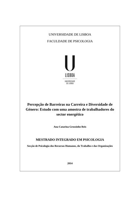 Pdf Percep O De Barreiras Na Carreira E Diversidade De G Nero