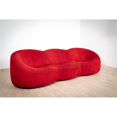 3 Seater Vintage Pumpkin Sofa By Pierre Paulin For Ligne Roset