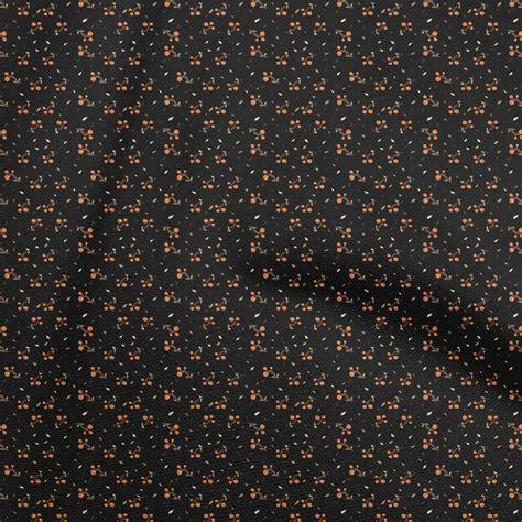 OneOone Silk Tabby Black Fabric Asian Japanese Floral Sewing Material