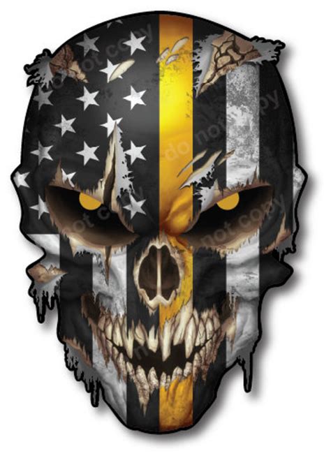 Thin Yellow Line Dispatcher Punisher Skull Usa American Flag Etsy