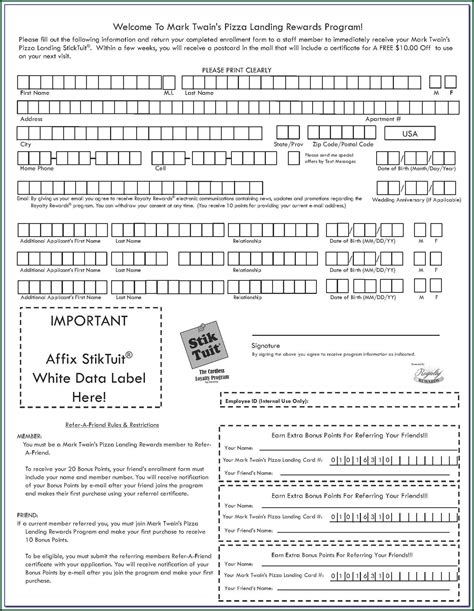 Loyalty Card Application Form Fillable Printable Forms Free Online